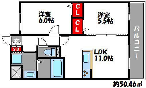 Jパラッツォ(2LDK/3階)の間取り写真