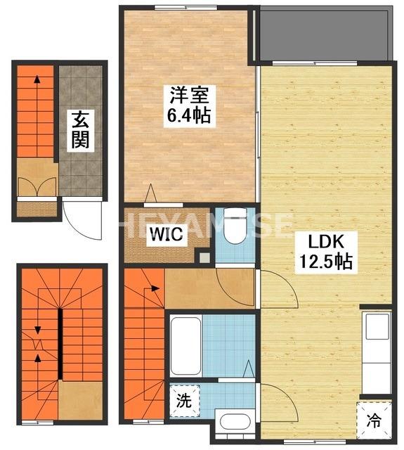 グランドソレイユ川内(1LDK/3階)の間取り写真