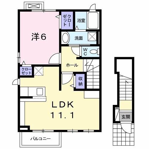 グローヴⅨ(1LDK/2階)の間取り写真