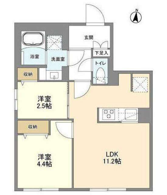 ウェルスクエア西大井(2LDK/5階)の間取り写真