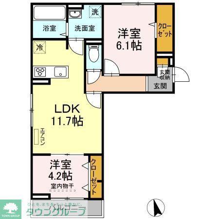 サニーサイド(2LDK/2階)の間取り写真