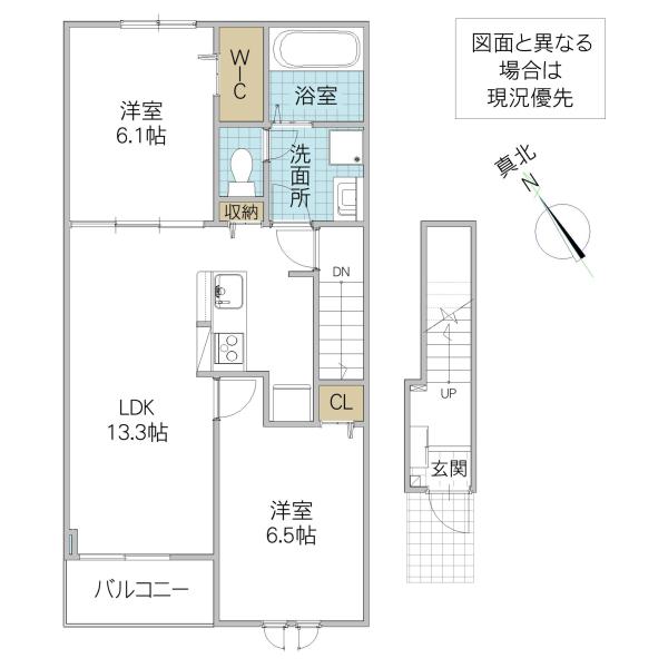 ポルトI(2LDK/2階)の間取り写真