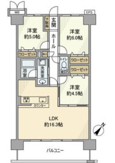ロイヤルクレストベイレジデンス(3LDK/3階)の間取り写真