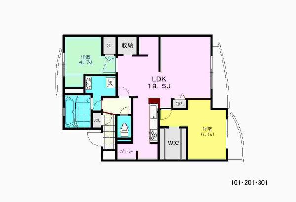 ドミール半僧坊(2LDK/4階)の間取り写真