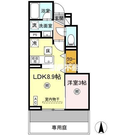 D-ROOM TK B棟(1LDK/1階)の間取り写真