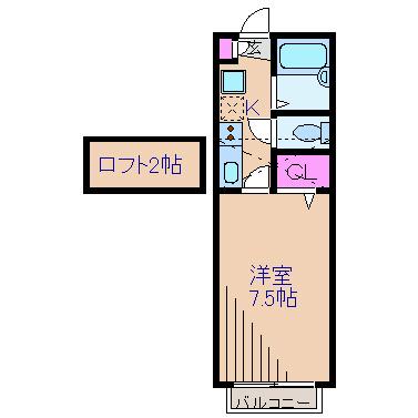 グリーンゲイブルス菊名(1K/1階)の間取り写真