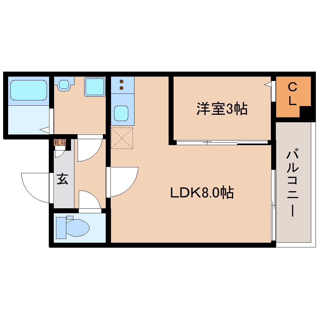 ジーメゾン奈良大安寺(1LDK/1階)の間取り写真