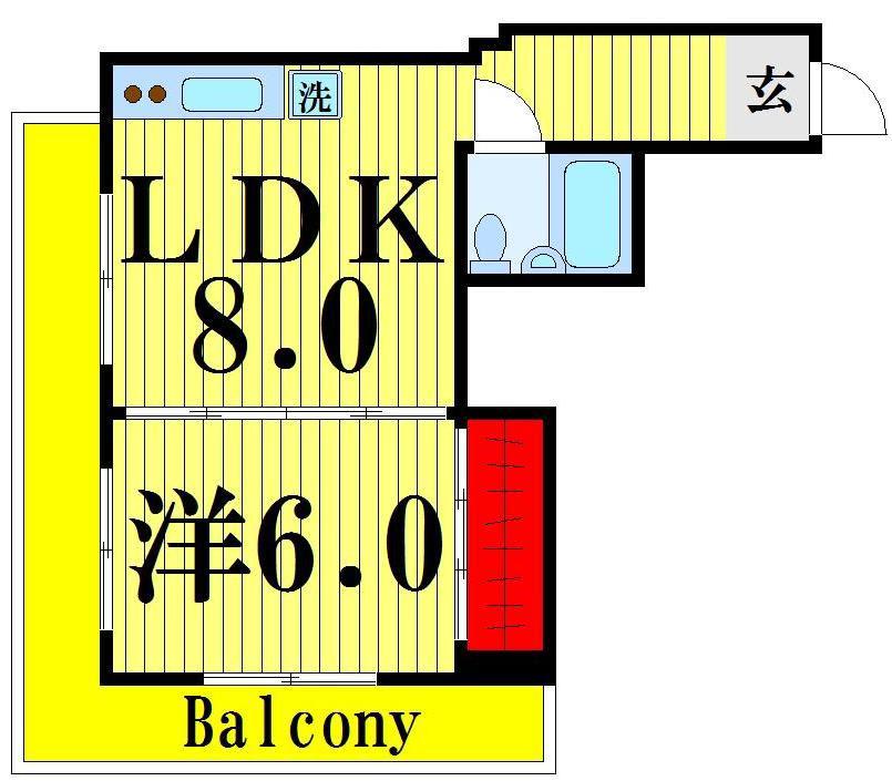 ユニバーサルマンション(1LDK/3階)の間取り写真