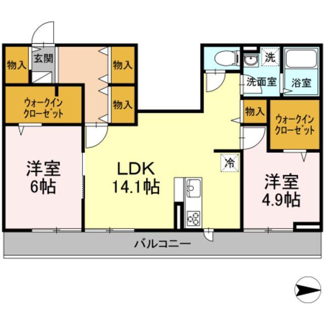 MOCHA(2LDK/2階)の間取り写真