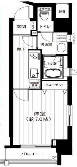 グランスイートTOKYOマークス(1K/2階)の間取り写真
