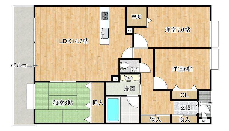ネクスタージュ高見七条壱番館(3LDK/9階)の間取り写真