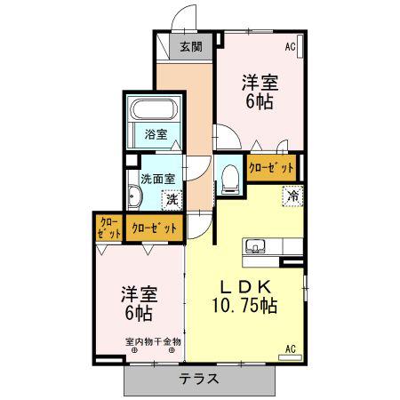CONBRIO和(2LDK/1階)の間取り写真