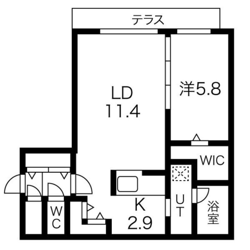 RICHE REVE 南20条(1LDK/1階)の間取り写真