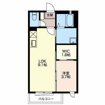 ボヌール(1LDK/2階)の間取り写真