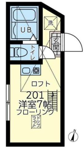 ユナイト南太田トロントの杜(ワンルーム/2階)の間取り写真