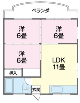 尚雲アパート(3LDK/2階)の間取り写真