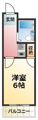 パレス甲子園(1K/2階)の間取り写真