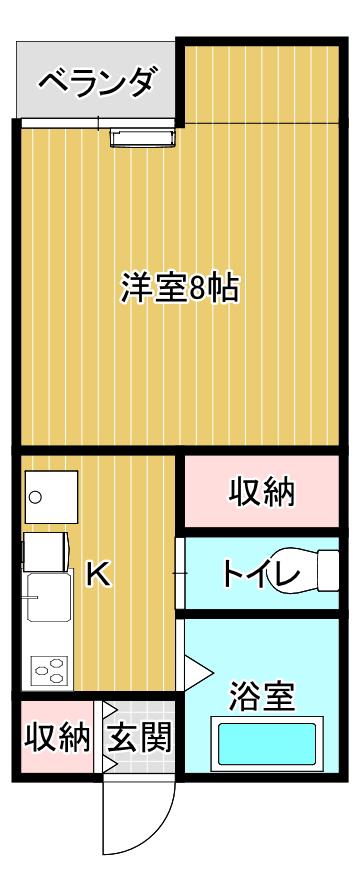 西山ハイツ(ワンルーム/3階)の間取り写真