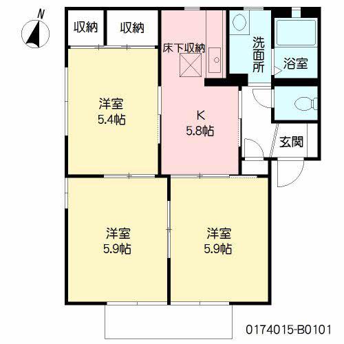 シャーメゾンK B(3K/1階)の間取り写真