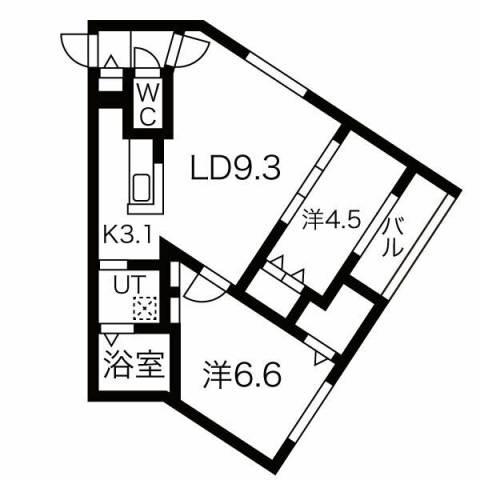 ブランシャールCIEL学園前(2LDK/3階)の間取り写真