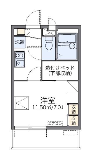玉川ソレイユ(1K/2階)の間取り写真