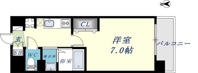LUXE布施東(1K/11階)の間取り写真