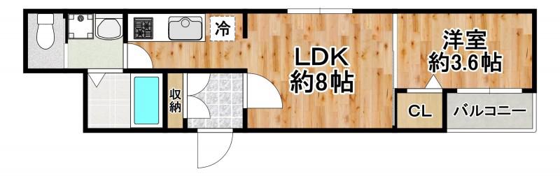 H-MAISON大正VI(1LDK/1階)の間取り写真