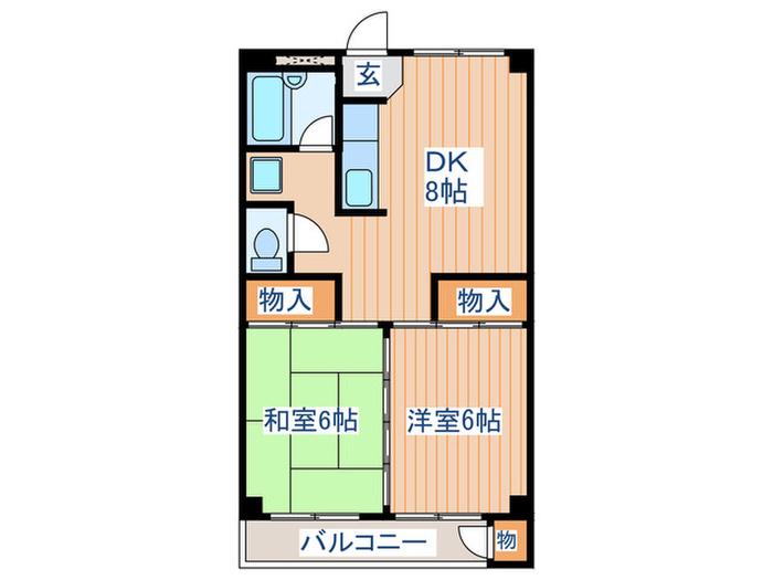 エクセル宮千代 A(2DK/3階)の間取り写真