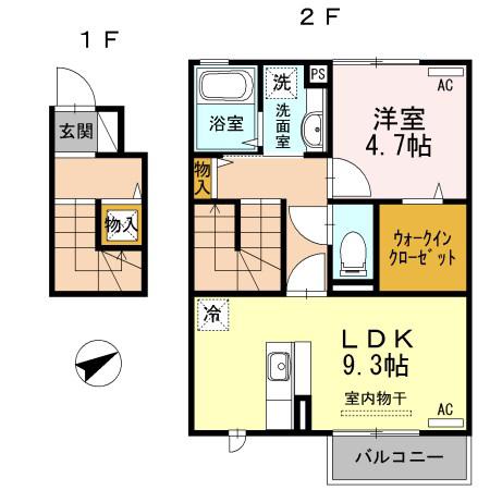 カントリーフォレスト(1LDK/1階)の間取り写真