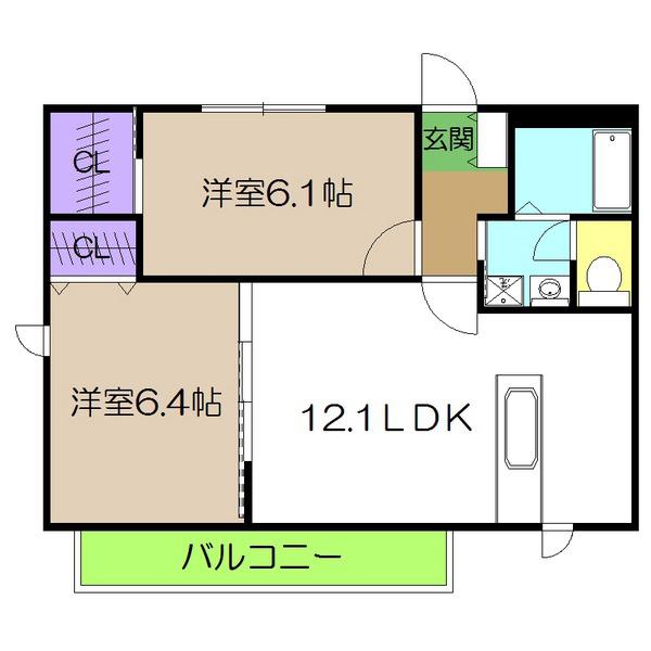 シャーメゾン・フェアリー(2LDK/2階)の間取り写真
