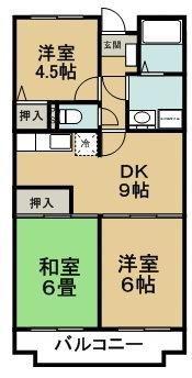 アーバー植村(3LDK/2階)の間取り写真