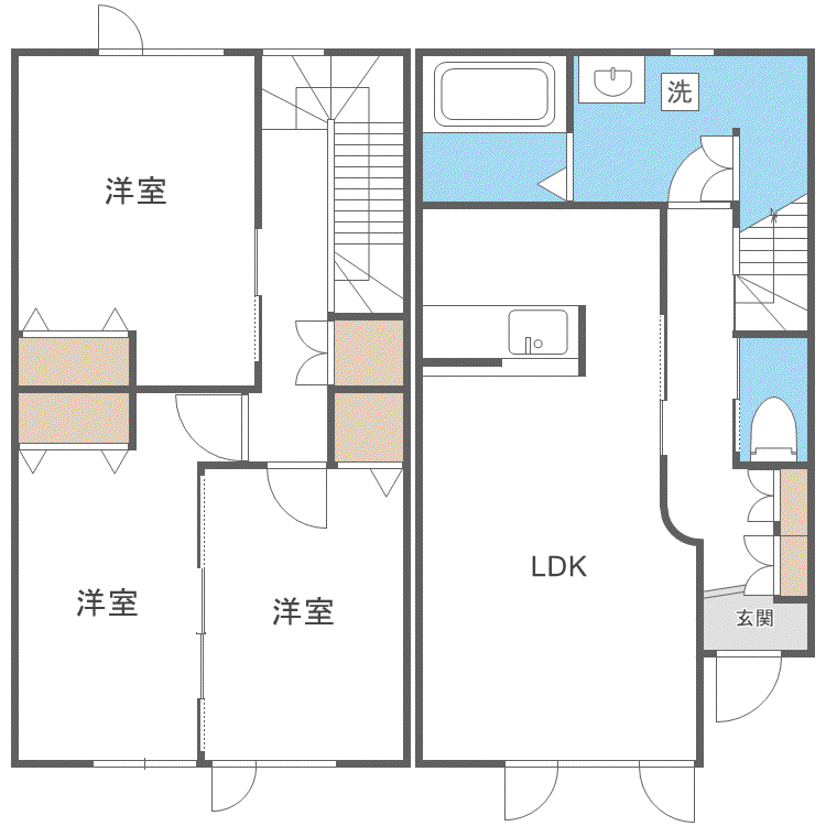 TASSO医大南B棟(3LDK/1階)の間取り写真