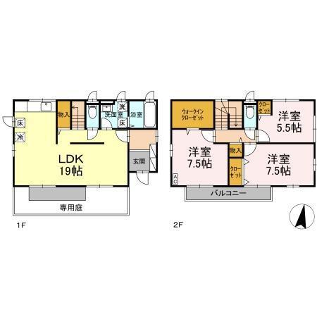 PARK LIFE 上之屋 C(3LDK/1階)の間取り写真