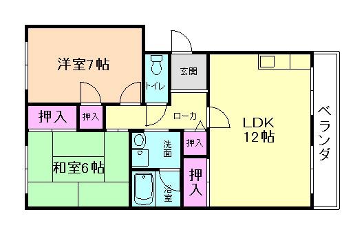 第2桜井ヒルサイドハイツ(2LDK/4階)の間取り写真
