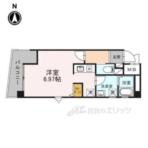 ONLYONE小花(1K/2階)の間取り写真