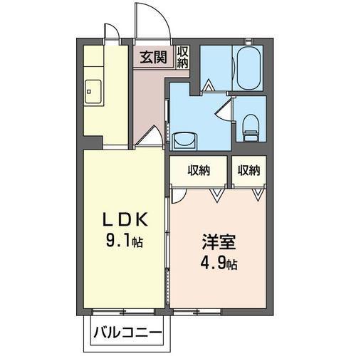 ウイル・ヴィレッジA(1LDK/2階)の間取り写真