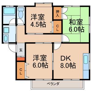 クレールメゾン(3DK/1階)の間取り写真
