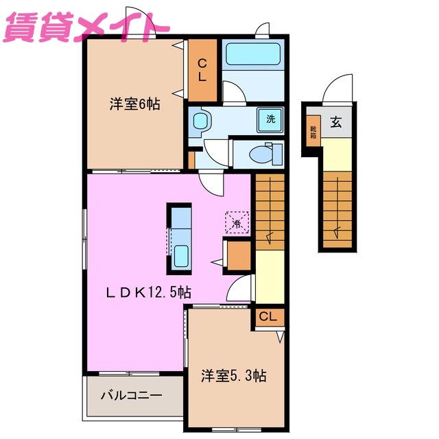 クローバー(2LDK/2階)の間取り写真
