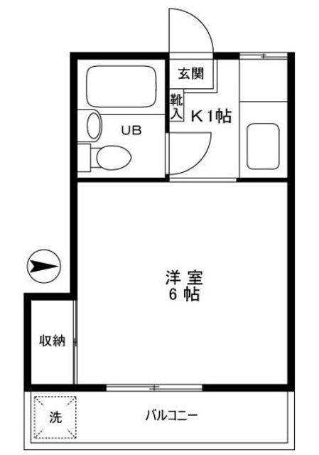 旭ハイツ(1K/2階)の間取り写真