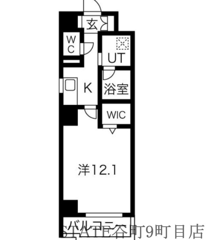 エレメント西田辺(1K/3階)の間取り写真