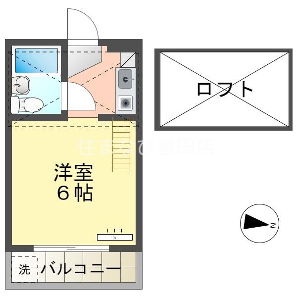 ウエストヒル10(ワンルーム/2階)の間取り写真