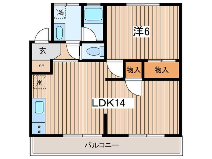 マロンプレーンB(1LDK/2階)の間取り写真