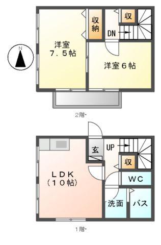 ハイム158メゾネット(2LDK/1階)の間取り写真