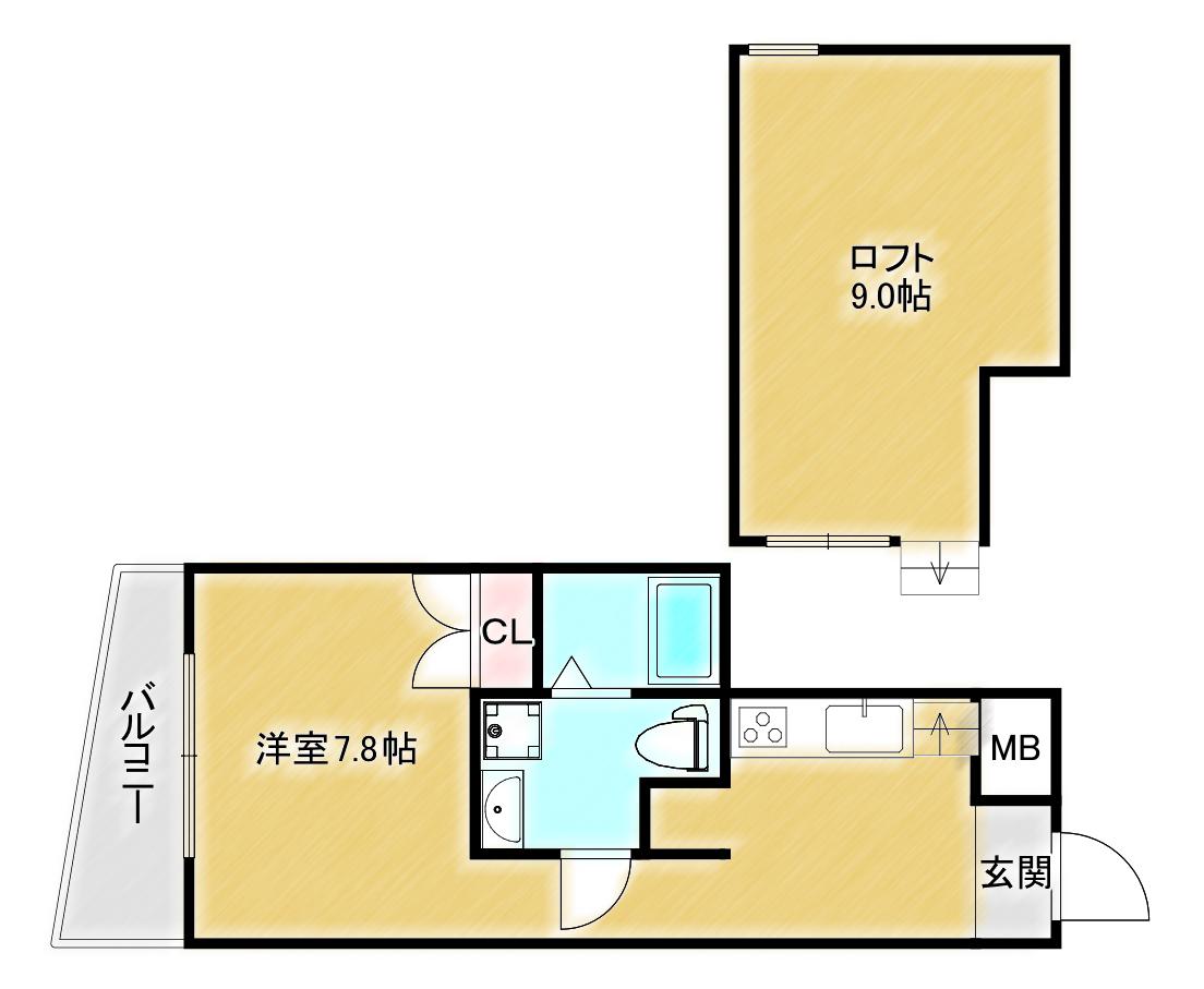 AURAMKOBE(1K/2階)の間取り写真