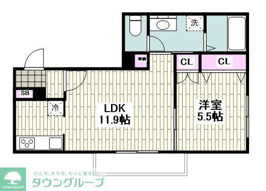 中原4丁目メゾン(1LDK/2階)の間取り写真