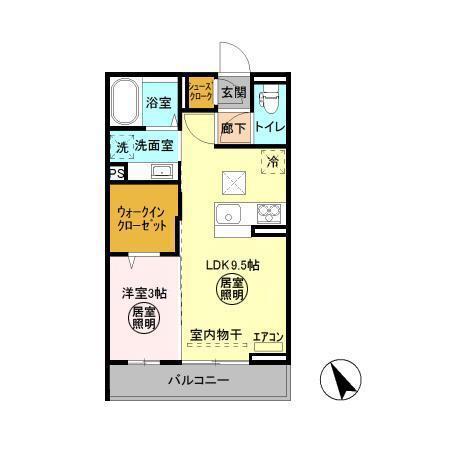 FLEUR(1LDK/1階)の間取り写真