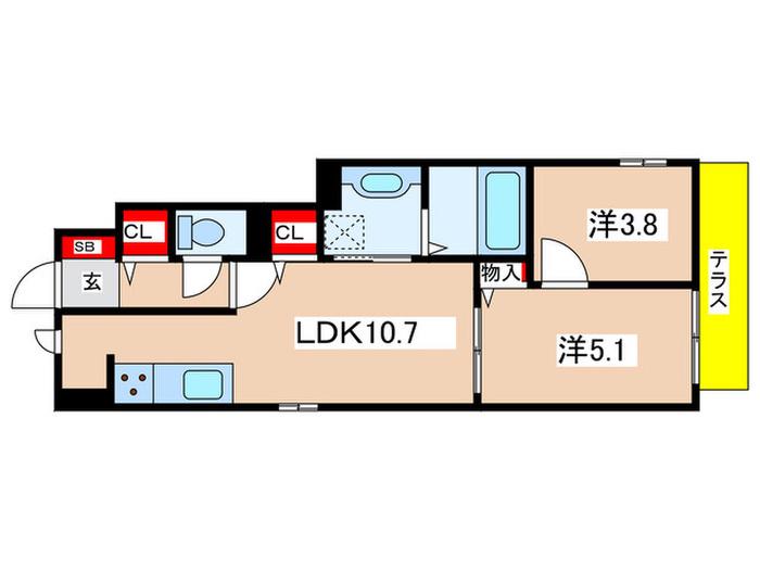 セジュール嵯峨鳥居本(2LDK/1階)の間取り写真
