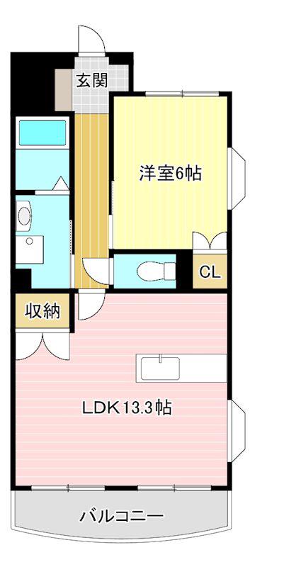 グランドゥール(1LDK/1階)の間取り写真