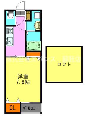 ヒルズ千葉(1K/2階)の間取り写真