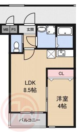 H-MAISON大正(1LDK/2階)の間取り写真